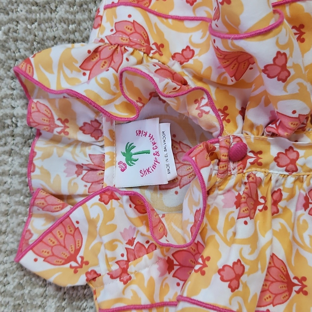 Shrimp And Grits Kids Orange Ruffle Long Sleeve Dress Size 10 - Picture 2 of 5